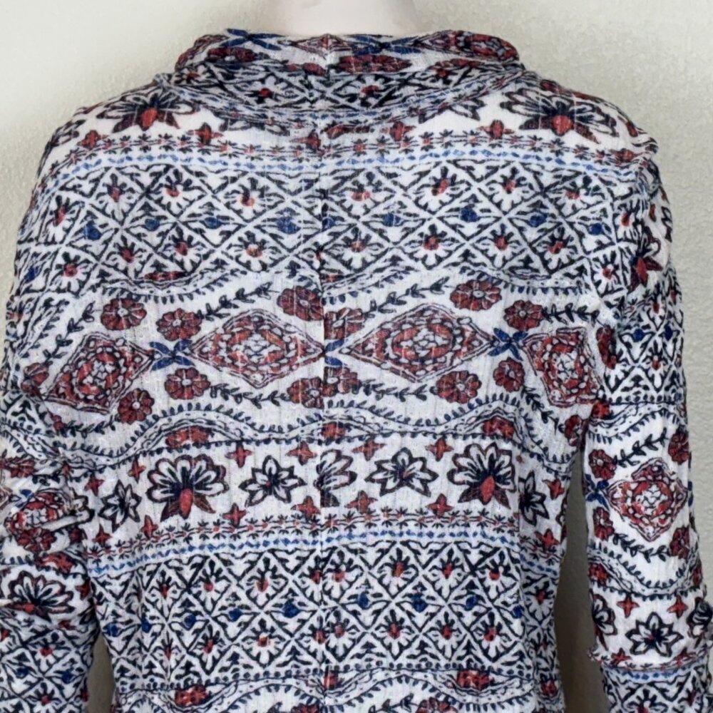 Lucky Brand Women's L Knit Top Floral Print High-Low Turtleneck‎ Split Back Boho - Picture 8 of 16